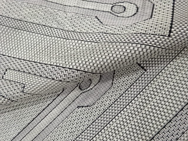  幾何学模様織出し名古屋帯